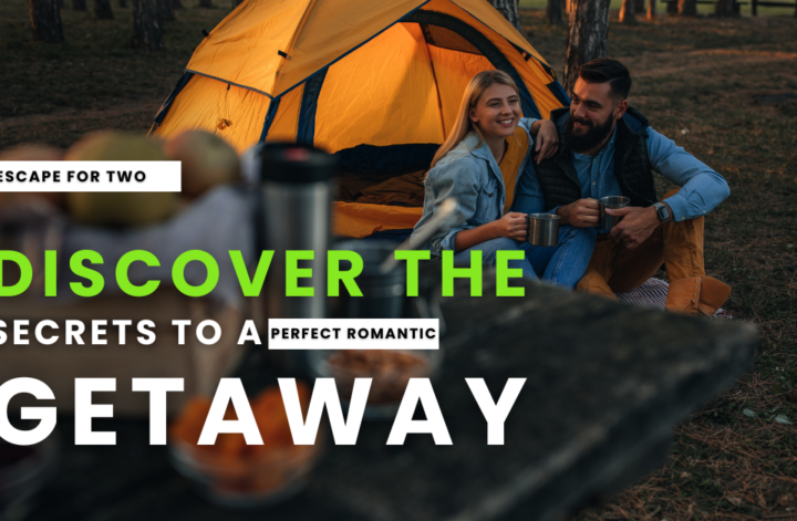 A scenic landscape showcasing mountains and trees, promoting outdoor getaway deals for nature enthusiasts.