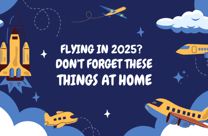 A checklist of essential items to remember when flying in 2020, including masks and hand sanitizer.